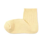 【MUJI 無印良品】女棉混足口柔軟寬螺紋直角短襪23-25cm 淡黃