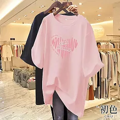 【初色】休閒寬鬆透氣大碼卡通印花圓領短袖T恤女上衣─(多款可選) M B.粉紅色