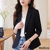 【MsMore】 短款西裝外套時尚氣質女神范休閒長袖短版# 120805 L 黑色