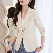 【MsMore】 短款西裝外套時尚氣質女神范休閒長袖短版# 120805 XL 米色
