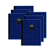 珠友 NB-18311-15 A4/13K藍色透明膠皮書套加厚筆記/固頁筆記簿/萬用記事本/定頁筆記本/側翻筆記/藍格橫線簿(空白)-90張/6入 藍