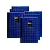 珠友 NB-18311-18 B5/18K藍色透明膠皮書套加厚筆記/固頁筆記簿/萬用記事本/定頁筆記本/側翻筆記/藍格橫線簿(橫線)-90張/6入 藍