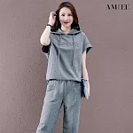 【AMIEE】潮款新穎時尚2件套裝(KDAY-216) XL 灰色