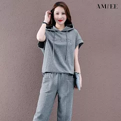 【AMIEE】潮款新穎時尚2件套裝(KDAY─216) M 灰色