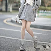 【初色】素色繫帶收腰顯瘦雙口袋半身短裙-灰色-32959(M-XL可選) XL 灰色