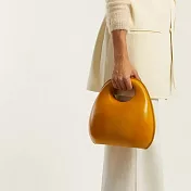 O-ni O-ni新款精選優質皮革潮款雞蛋時尚小圓包百搭單肩斜跨小托特貝殼包(bag-6041) 黃色