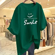 【初色】休閒寬鬆透氣大碼卡通印花圓領短袖T恤女上衣-(多款可選) M B.墨綠色