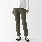 【MUJI 無印良品】女有機棉混縱橫彈性綾織合身錐形褲 XL 深綠