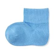 【MUJI 無印良品】兒童棉混直角短襪15-19cm 淺藍