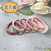 【卡樂熊】雙拼波紋毛巾圈5入組造型髮束(四色)- 粉色