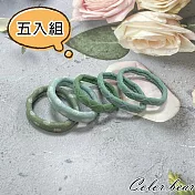 【卡樂熊】雙拼波紋毛巾圈5入組造型髮束(四色)- 綠色
