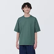 【MUJI 無印良品】男天竺圓領針織短袖T恤 M 煙燻綠