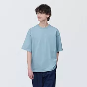 【MUJI 無印良品】男天竺圓領針織短袖T恤 M 淺藍