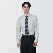 【MUJI 無印良品】男有機棉免熨燙半寬領長袖襯衫 XL 淺灰