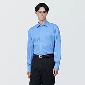 【MUJI 無印良品】男有機棉免熨燙半寬領長袖襯衫 XL 淺藍