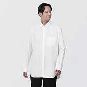 【MUJI 無印良品】男有機棉免熨燙舒適合身長袖襯衫 XL 白色