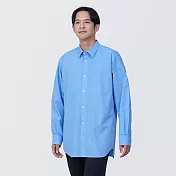 【MUJI 無印良品】男有機棉免熨燙舒適合身長袖襯衫 M 淺藍