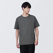 【MUJI 無印良品】男有機棉水洗粗織圓領短袖T恤 L 深灰