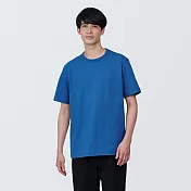 【MUJI 無印良品】男有機棉水洗粗織圓領短袖T恤 XXL 藍色