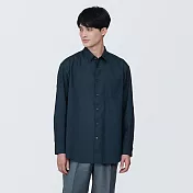 【MUJI 無印良品】男大麻混長袖襯衫 XL 深藍