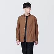 【MUJI 無印良品】男大麻混長袖襯衫 XL 棕色