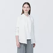 【MUJI 無印良品】女亞麻水洗標準領長袖襯衫 XL 白色