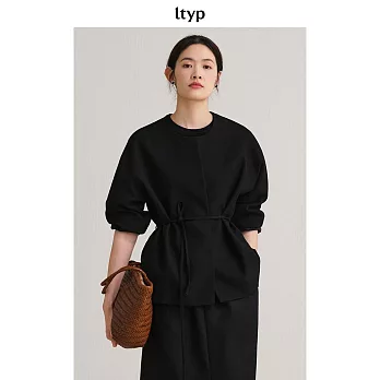 ltyp旅途原品 400G高級極簡羊毛外套 鬆弛隨性時尚收腰上衣女春季 ML  M 經典黑