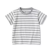 【MUJI 無印良品】幼兒棉混聚酯纖維容易穿脫圓領短袖T恤 80 灰橫紋