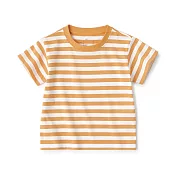 【MUJI 無印良品】幼兒棉混聚酯纖維容易穿脫圓領短袖T恤 80 芥黃橫紋