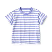 【MUJI 無印良品】幼兒棉混聚酯纖維容易穿脫圓領短袖T恤 80 紫橫紋