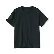【MUJI 無印良品】兒童棉混聚酯纖維圓領短袖T恤 110 黑色