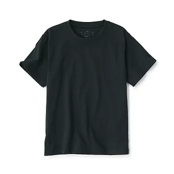 【MUJI 無印良品】兒童棉混聚酯纖維圓領短袖T恤 110 黑色