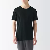 【MUJI 無印良品】男涼爽柔滑圓領短袖T恤 L 黑色