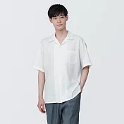 【MUJI 無印良品】男大麻混短袖襯衫 XS 白色