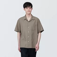 【MUJI 無印良品】男大麻混短袖襯衫 XL 灰棕