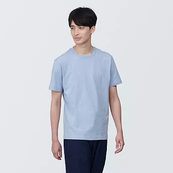 【MUJI 無印良品】男有機棉水洗天竺圓領短袖T恤 S 淡藍