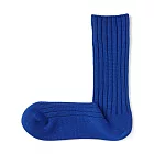 【MUJI 無印良品】男光澤感棉線編織厚織直角襪25-27cm 藍色