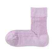 【MUJI 無印良品】女光澤感棉線編織直角短襪23-25cm 淺紫