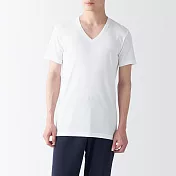 【MUJI 無印良品】男清爽舒適棉質V領短袖T恤 L 白色
