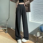 【MsMore】 西裝褲新款垂感直筒闊腿長褲# 121021 M 黑色