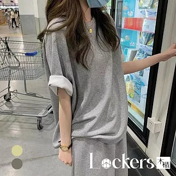【Lockers 木櫃】夏季清晰減齡休閒純色運動套裙裝 L113032502 M 灰色M