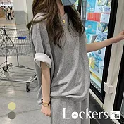 【Lockers 木櫃】夏季清晰減齡休閒純色運動套裙裝 L113032502 XL 灰色XL
