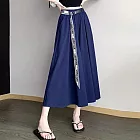 【AnZa】口袋寬休閒附腰帶闊腿褲裙(3色)        FREE 藍色