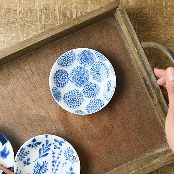 【Yamani】美濃燒｜藍瓷花 陶瓷小皿10cm ‧ 花叢