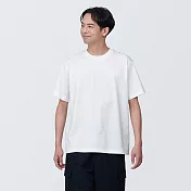 【MUJI 無印良品】男棉混天竺圓領短袖T恤 S 白色
