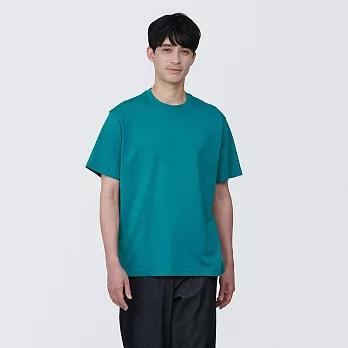 【MUJI 無印良品】男棉混天竺圓領短袖T恤 S 綠色
