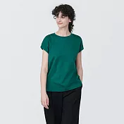 【MUJI 無印良品】女棉混天竺法式袖T恤 S 綠色