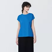【MUJI 無印良品】女棉混天竺法式袖T恤 S 藍色