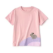 【MUJI 無印良品】兒童棉混聚酯纖維印花短袖T恤 110 墨西哥兔(淺粉)
