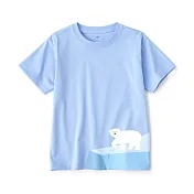 【MUJI 無印良品】兒童棉混聚酯纖維印花短袖T恤 110 北極熊(淺藍)
